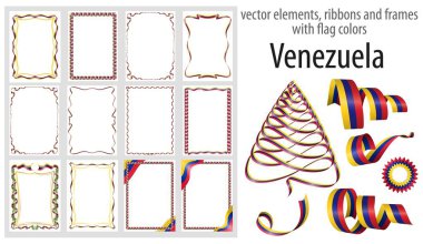 vektör öğeleri, şeritler ve bayrak renkleri Venezuela, sertifika ve diploma için şablon çerçevelerle.