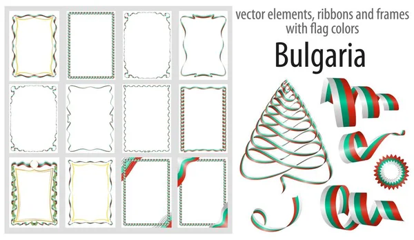 Векторные Элементы Ленты Рамки Цветом Флага Болгарии Шаблон Сертификата Диплома — стоковый вектор