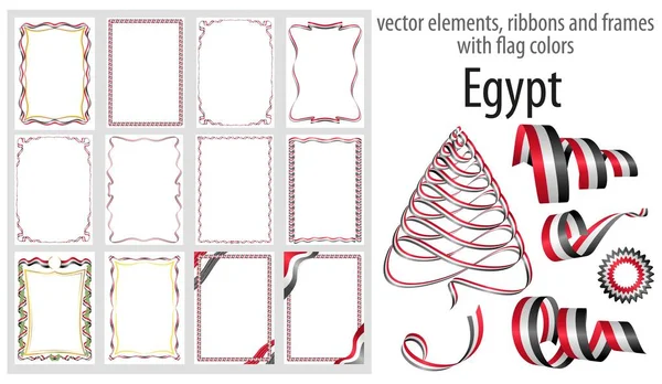 Elementos Vetoriais Fitas Quadros Com Cores Bandeira Egito Modelo Para — Vetor de Stock
