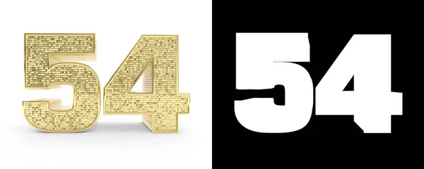 Golden Number Fifty Four Number White Background Drop Shadow Alpha — Stock Photo, Image