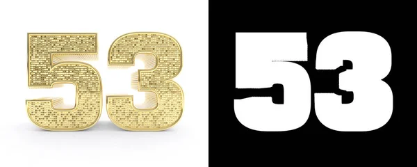 Gouden Nummer Drie Van Vijftig Nummer Witte Achtergrond Met Slagschaduw — Stockfoto