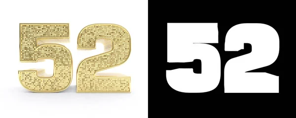 Gouden Nummer Twee Van Vijftig Nummer Witte Achtergrond Met Slagschaduw — Stockfoto