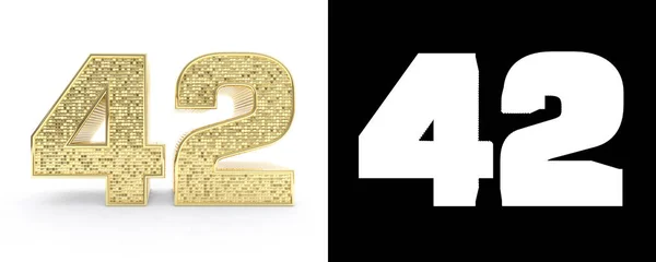 Gouden Nummer Veertig Twee Nummer Witte Achtergrond Met Slagschaduw Alpha — Stockfoto