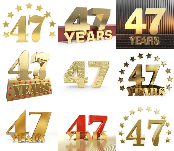 Conjunto Número Cuarenta Siete Años Años Diseño Celebración Aniversario Oro —  Fotos de Stock