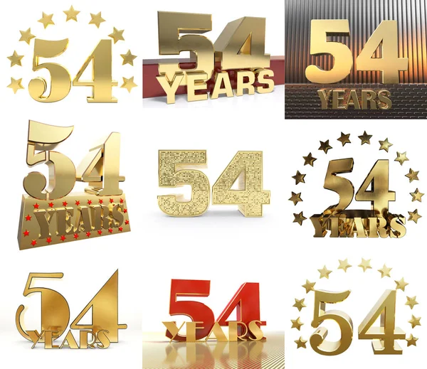 Set Number Fifty Four Year Year Celebration Design Anniversary Golden — Stock Photo, Image