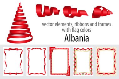 vektör öğeleri, şeritler ve bayrak renkleri Arnavutluk, sertifika ve diploma için şablon çerçevelerle.