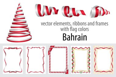 vektör öğeleri, şeritler ve bayrak renkleri Bahreyn, sertifika ve diploma için şablon çerçevelerle.