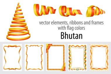 vektör öğeleri, şeritler ve bayrak renkleri Bhutan, sertifika ve diploma için şablon çerçevelerle.