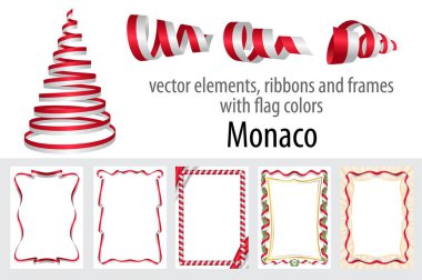 vektör öğeleri, şeritler ve bayrak renkleri Monaco, sertifika ve diploma için şablon çerçevelerle.