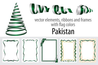 vektör öğeleri, şeritler ve bayrak renkleri Pakistan, sertifika ve diploma için şablon çerçevelerle.