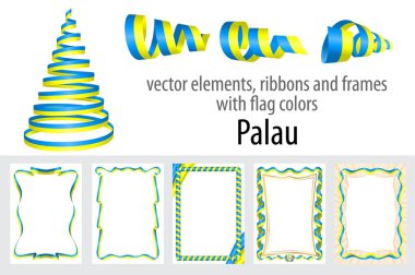 vektör öğeleri, şeritler ve bayrak renkleri Palau, sertifika ve diploma için şablon çerçevelerle.