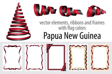 vektör öğeleri, şeritler ve bayrak renkleri Papua Yeni Gine, sertifika ve diploma için şablon çerçevelerle.