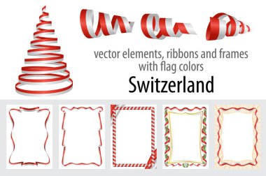 vektör öğeleri, şeritler ve bayrak renkleri İsviçre, sertifika ve diploma için şablon çerçevelerle.