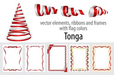 vektör öğeleri, şeritler ve bayrak renkleri Tonga, sertifika ve diploma için şablon çerçevelerle.