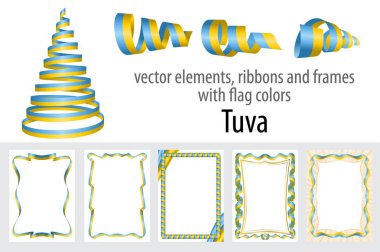 vektör öğeleri, şeritler ve bayrak renkleri Tuva, sertifika ve diploma için şablon çerçevelerle.