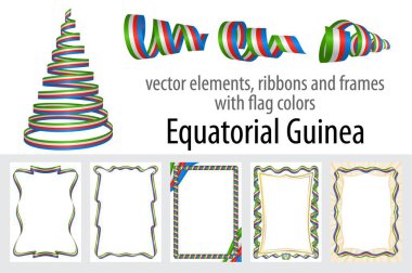 vektör öğeleri, şeritler ve bayrak renkleri Ekvator Ginesi, sertifika ve diploma için şablon çerçevelerle.