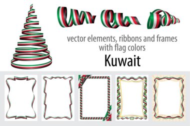 vektör öğeleri, şeritler ve bayrak renkleri Kuveyt, sertifika ve diploma için şablon çerçevelerle.