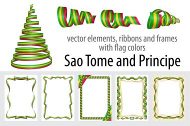 vektör öğeleri, şeritler ve bayrak renkleri Sao Tome ve Principe, sertifika ve diploma için şablon çerçevelerle.