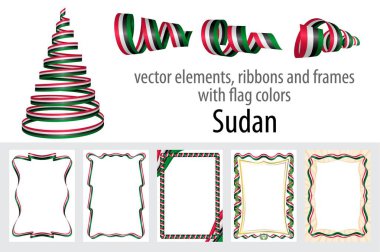 vektör öğeleri, şeritler ve bayrak renkleri Sudan, sertifika ve diploma için şablon çerçevelerle.