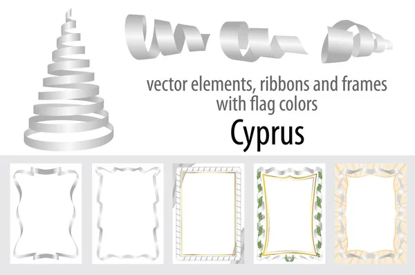 Elementos Vetoriais Fitas Quadros Com Cores Bandeira Chipre Modelo Para — Vetor de Stock