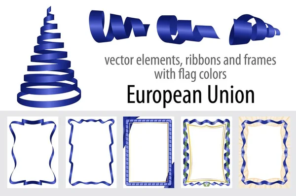 Elementos Vetoriais Fitas Quadros Com Cores Bandeira União Europeia Modelo — Vetor de Stock