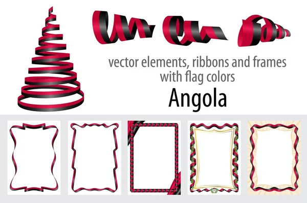 vektör öğeleri, şeritler ve bayrak renkleri Angola, sertifika ve diploma için şablon çerçevelerle.