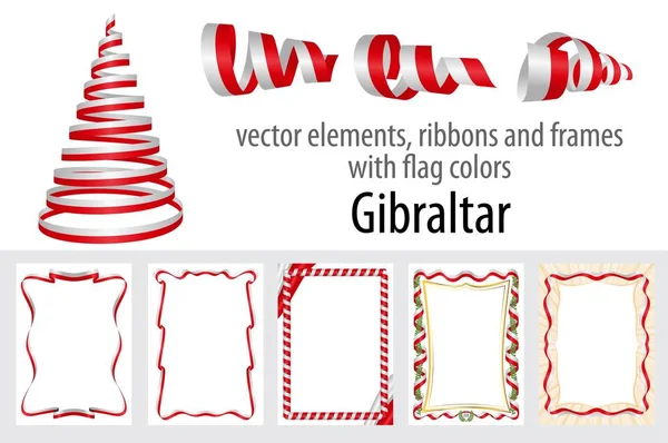 vektör öğeleri, şeritler ve bayrak renkleri Cebelitarık, sertifika ve diploma için şablon çerçevelerle.