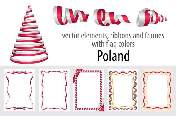 vektör öğeleri, şeritler ve bayrak renkleri Polonya, sertifika ve diploma için şablon çerçevelerle.