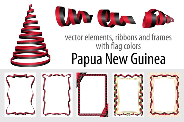 vektör öğeleri, şeritler ve bayrak renkleri Papua Yeni Gine, sertifika ve diploma için şablon çerçevelerle.