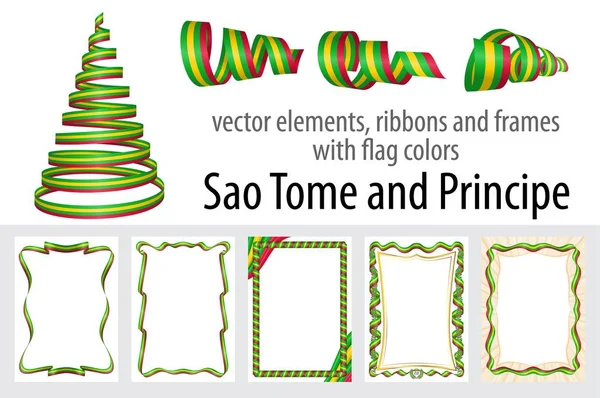 vektör öğeleri, şeritler ve bayrak renkleri Sao Tome ve Principe, sertifika ve diploma için şablon çerçevelerle.