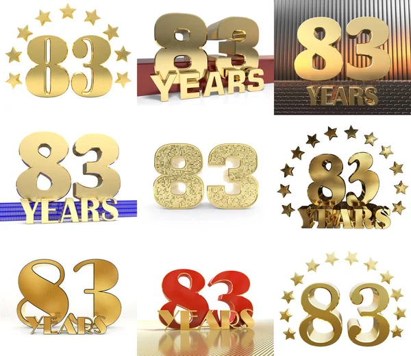 Nastavit Číslo Osmdesát Tři Rok Let Oslava Designu Výročí Zlaté — Stock fotografie
