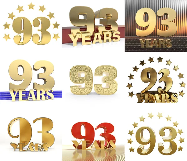 Set Number Sixty One Year Year Celebration Design Anniversary Golden — Stock Photo, Image