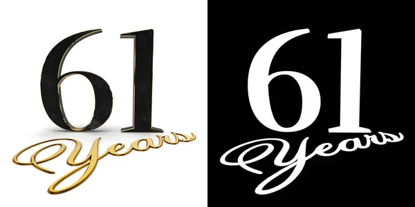 Golden Number Sixty One Number Inscription Years Drop Shadow Alpha — Stock Photo, Image