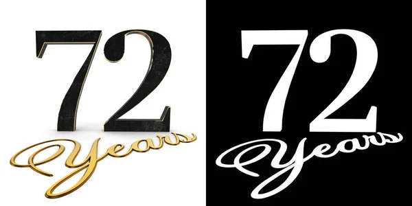 Golden Number Seventy Two Number Inscription Years Drop Shadow Alpha — Stock Photo, Image