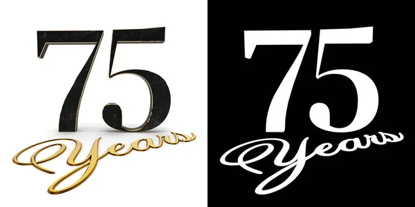 Golden Number Seventy Five Number Inscription Years Drop Shadow Alpha — Stock Photo, Image