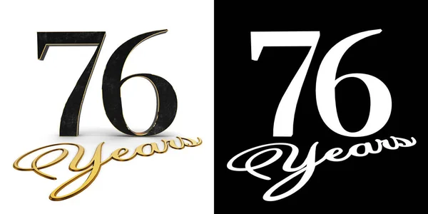 Golden Number Seventy Six Number Inscription Years Drop Shadow Alpha — Stock Photo, Image