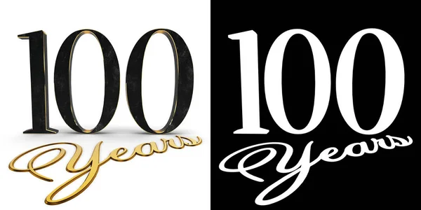 Ouro Número Cem Número 100 Anos Inscrição Com Sombra Gota — Fotografia de Stock