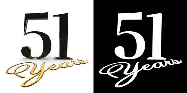 Golden Number Fifty One Number Inscription Years Drop Shadow Alpha — Stock Photo, Image