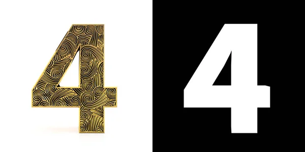 ゴールデン番号 パターンのスタイル Zentangle で白い背景のドロップ シャドウとアルファ チャネル イラストレーション — ストック写真