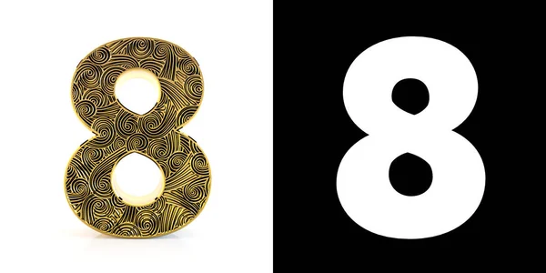 Golden number eight (8 years) style Zentangle — Stock Photo, Image