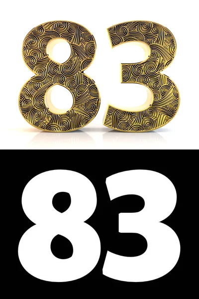 Золотий Номер Вісімдесят Три Років Білому Тлі Стиль Візерунка Zentangle — стокове фото