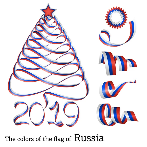 Ribbon Shape Christmas Tree Colors Flag Russia — Stock Vector