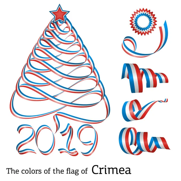 Ribbon Shape Christmas Tree Colors Flag Crimea — Stock Vector