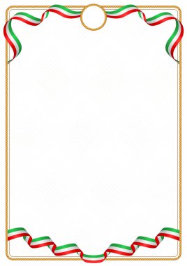 Çerçeve ve şerit sınır Iran bayrağı, sertifika ve diploma için şablon öğeleri renkleri ile