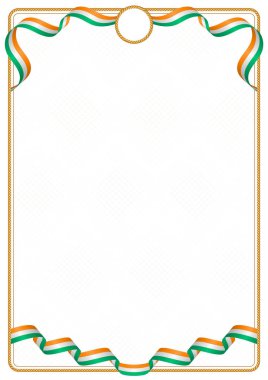 Çerçeve ve şerit kenarlığını Fildişi Sahili bayrağı, sertifika ve diploma için şablon öğeleri renkleri ile