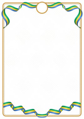 Çerçeve ve şerit kenarlığını Gabon bayrak, sertifika ve diploma için şablon öğeleri renkleri ile