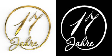 Altın sayı on yedi yıl (sayı 17 yıl) bir daire, alfa kanalı ile üstten görünüm. --Dan Alman - tercüme yıl. 3D çizim