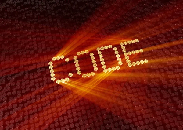 Gold Code Word Digital Background Binary Computer Code Hacker Concept — Stock Photo, Image