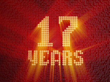 Golden number seventeen years. 3D render clipart