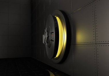 küçük Kasanın kapısını kapalı. 3D render